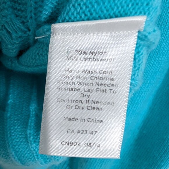 Talbots Button Cuff Cable Knit Tweed Sweater Womens Size XL Blue Lambswool Blend - Picture 5 of 9